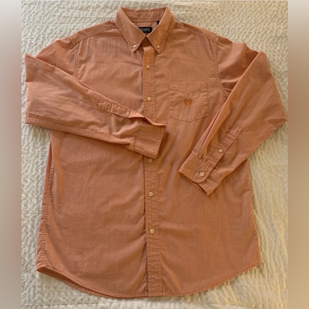 Chaps Long Sleeve Button Men’s Size M Light Orange Dress Shirt